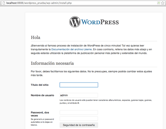 instalacion de wordpress en servidor local